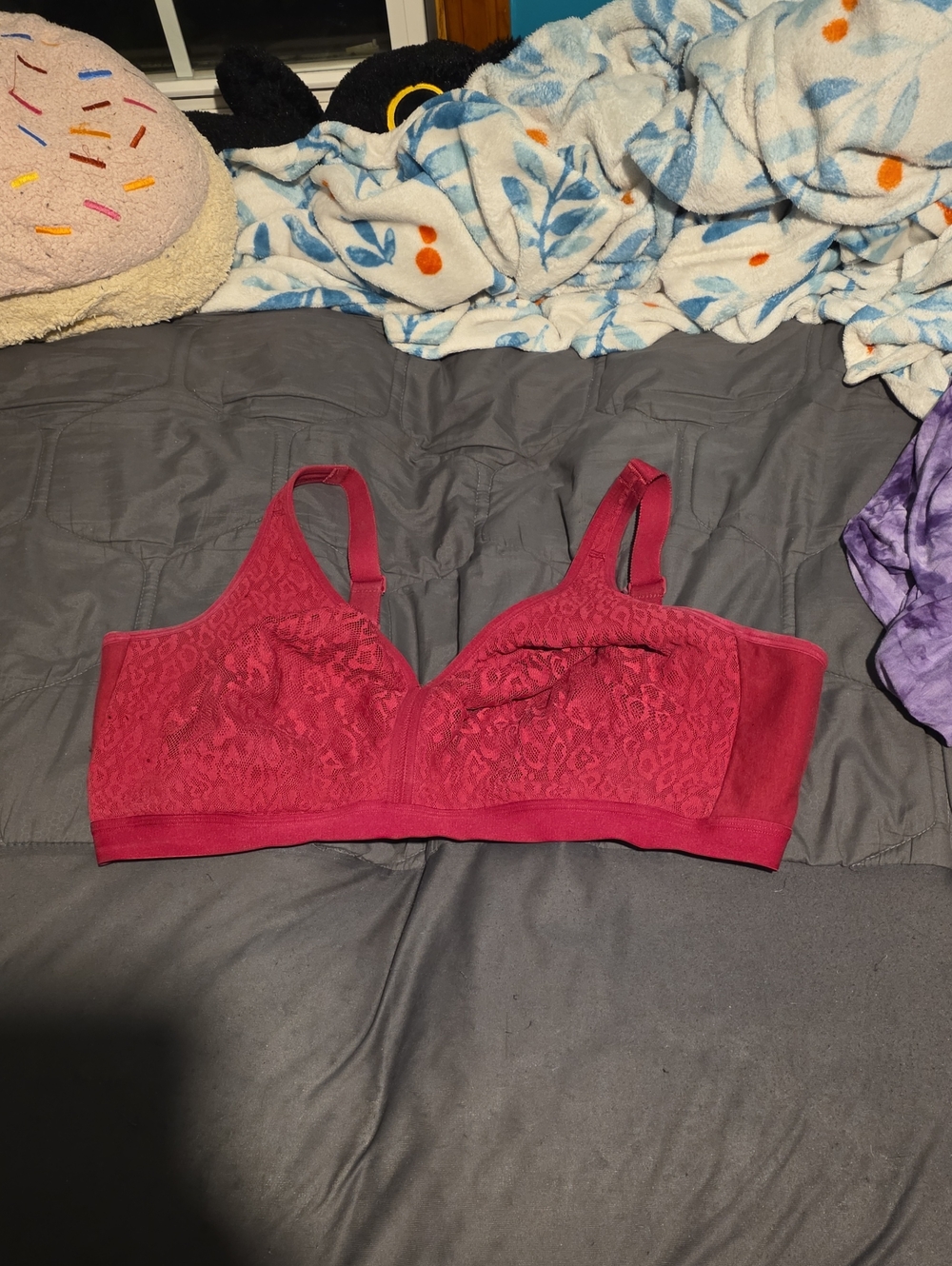 Cacique Lace Wireless Bra in Red